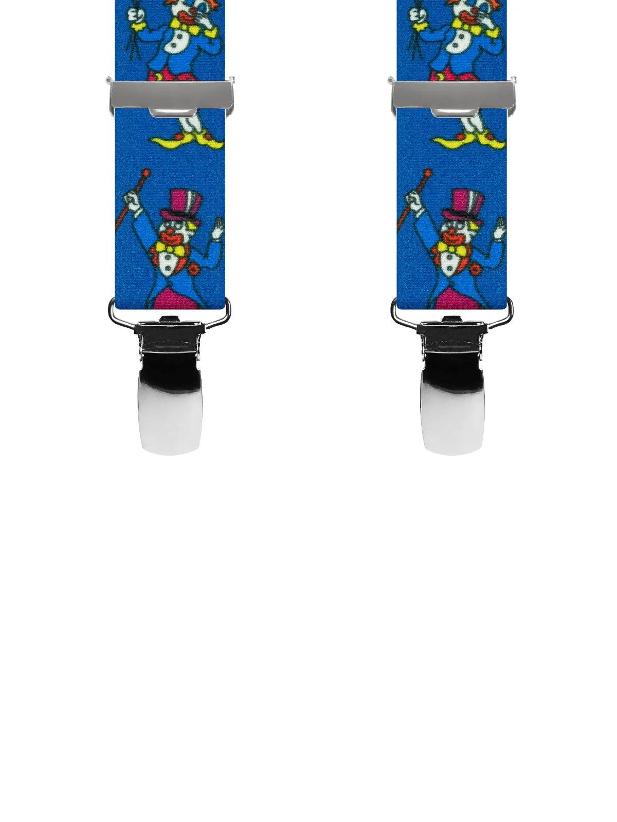 Vue avant - Bretelles enfant 3 pinces dos cuir Clowns Bleu Marine 90 cm