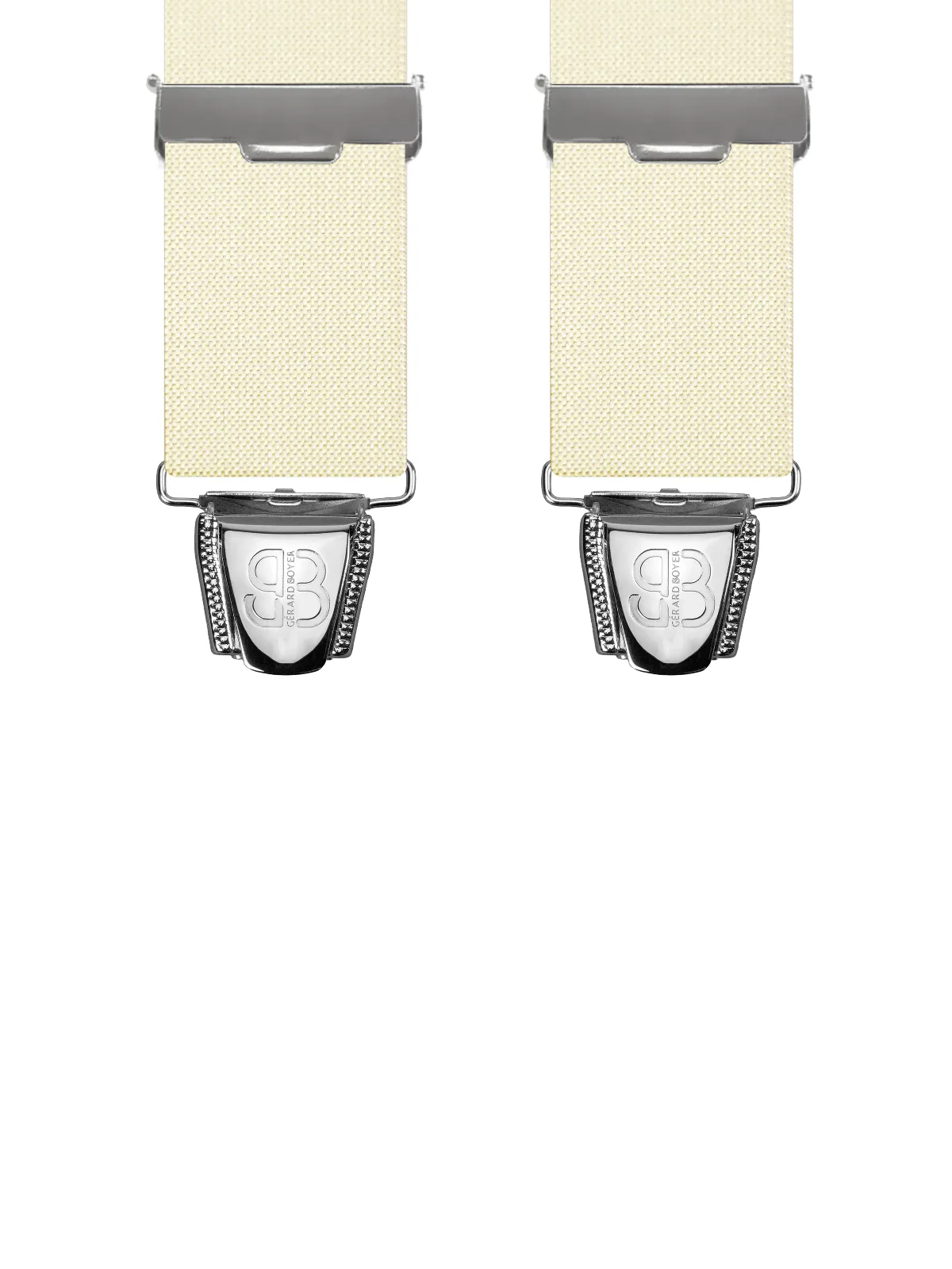 Vue avant - Bretelles homme 3 pinces dos cuir Uni plat Beige Clair 110 cm