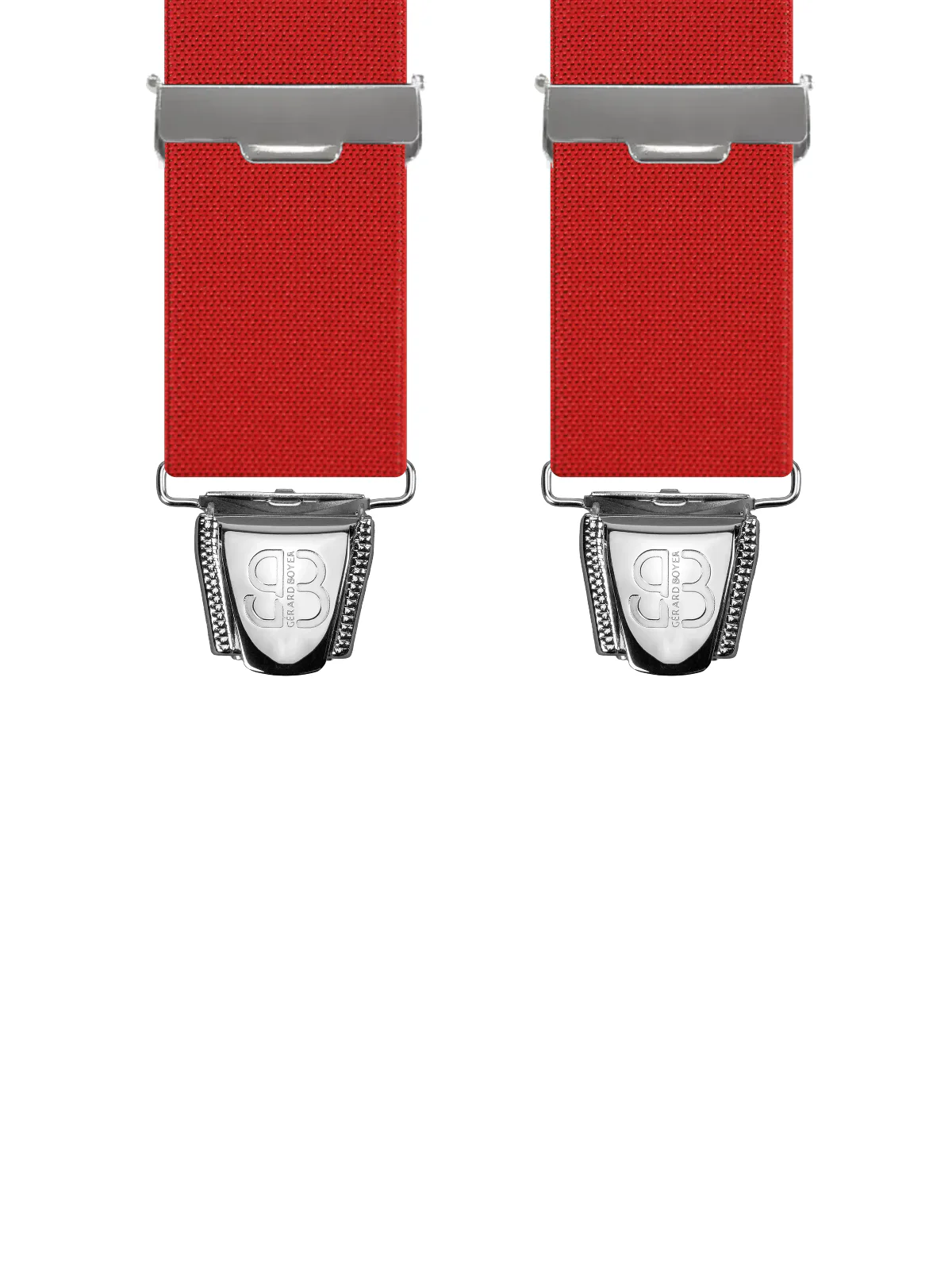 Vue avant - Bretelles homme 3 pinces dos cuir Uni plat Rouge Vermillon 110 cm