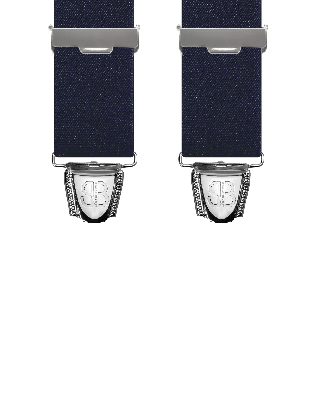 Vue avant - Bretelles homme 3 pinces dos cuir Uni plat Bleu Marine 110 cm
