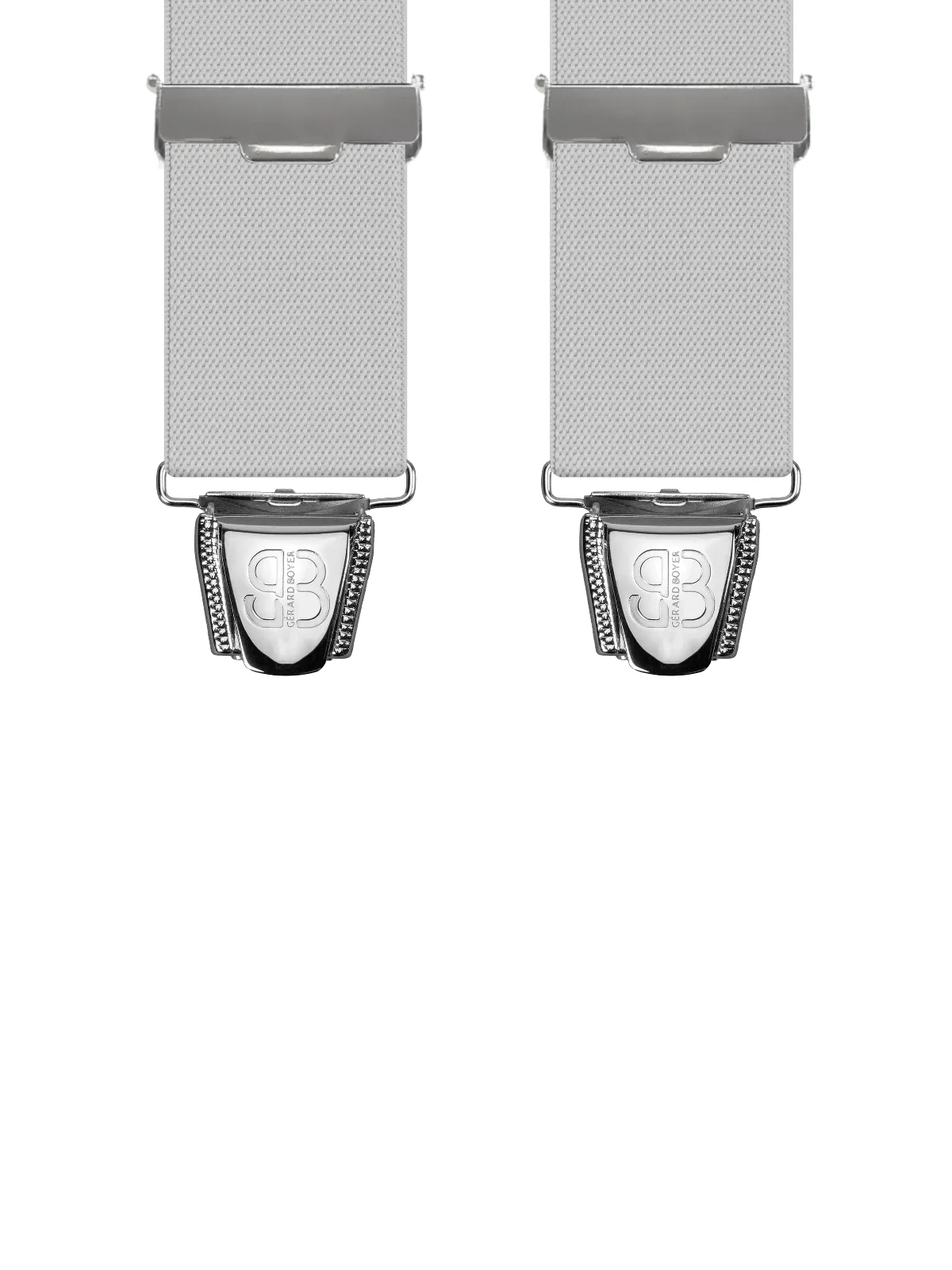 Vue avant - Bretelles homme 3 pinces dos cuir Uni plat Gris Clair 110 cm