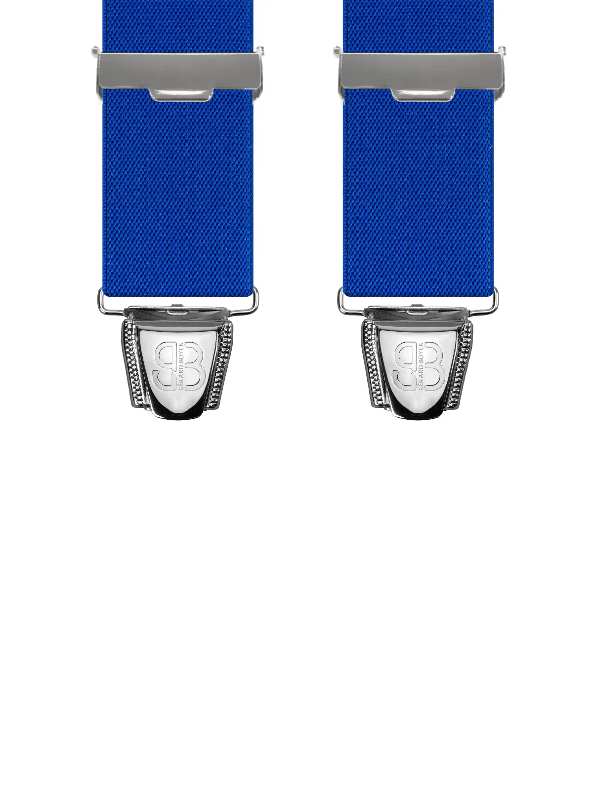 Vue avant - Bretelles homme 3 pinces dos cuir Uni plat Bleu 110 cm