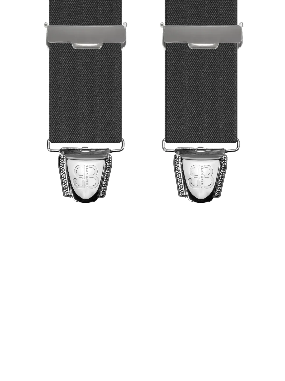 Vue avant - Bretelles homme 3 pinces dos cuir Uni plat Gris Foncé 110 cm