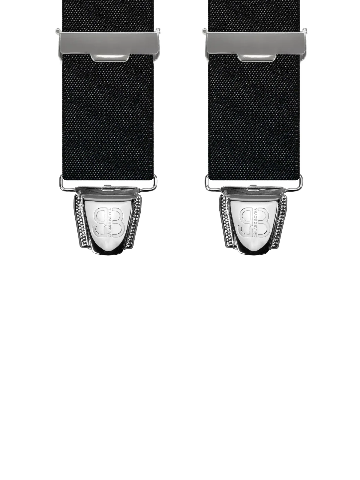 Vue avant - Bretelles homme 3 pinces dos cuir Uni plat Noir 110 cm