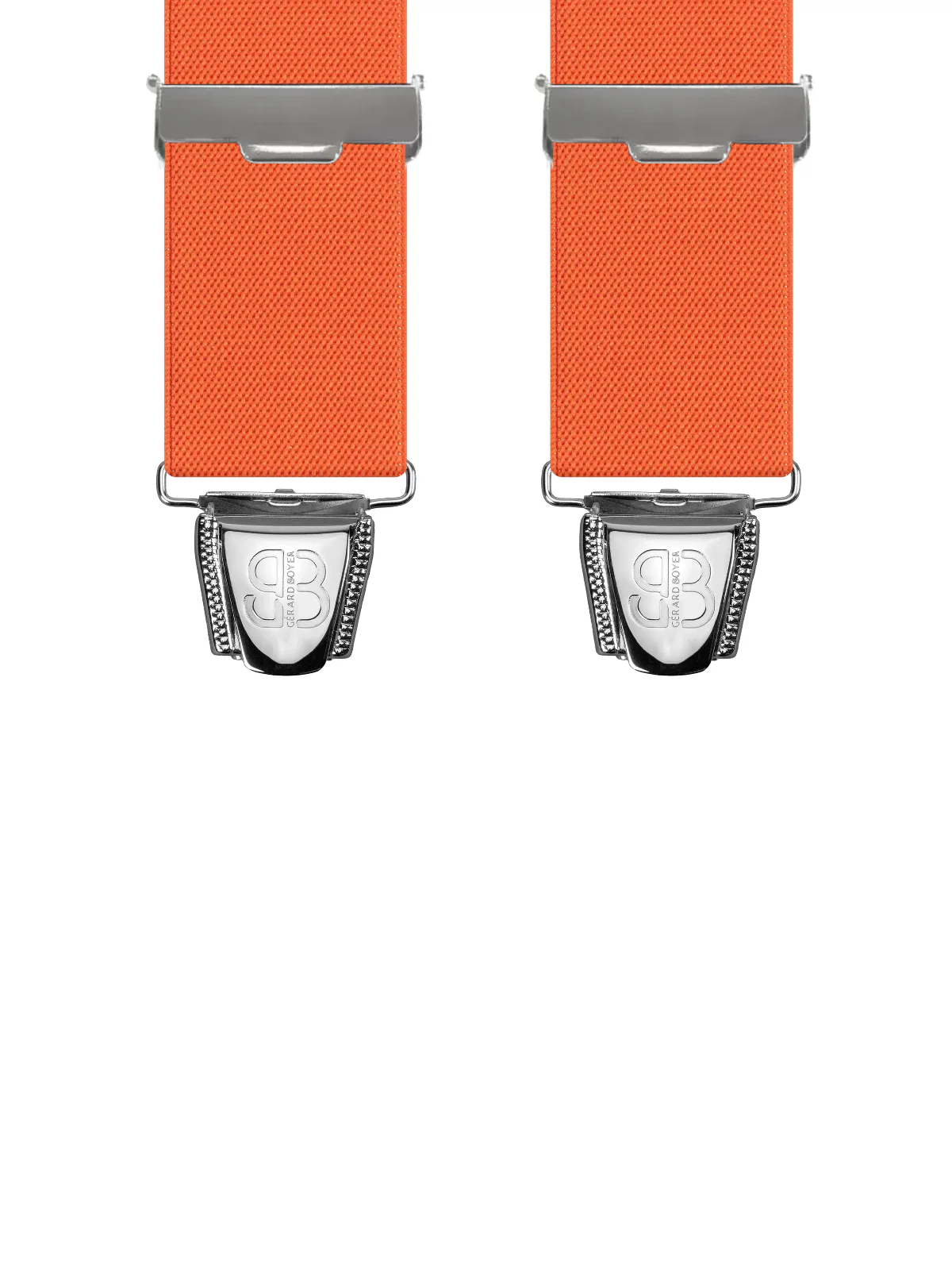 Vue avant - Bretelles homme 3 pinces dos cuir Uni plat Orange 110 cm