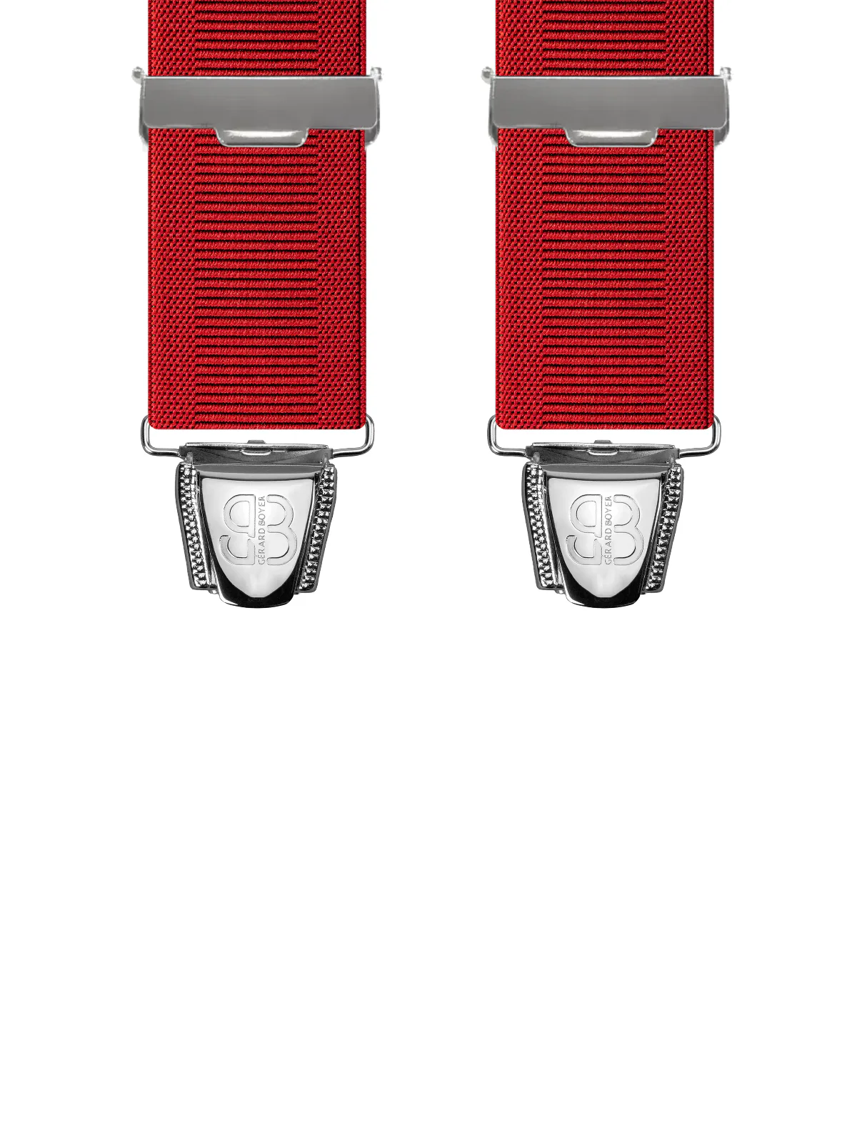 Vue avant - Bretelles homme biclip Uni échelle Rouge Vermillon 120 cm