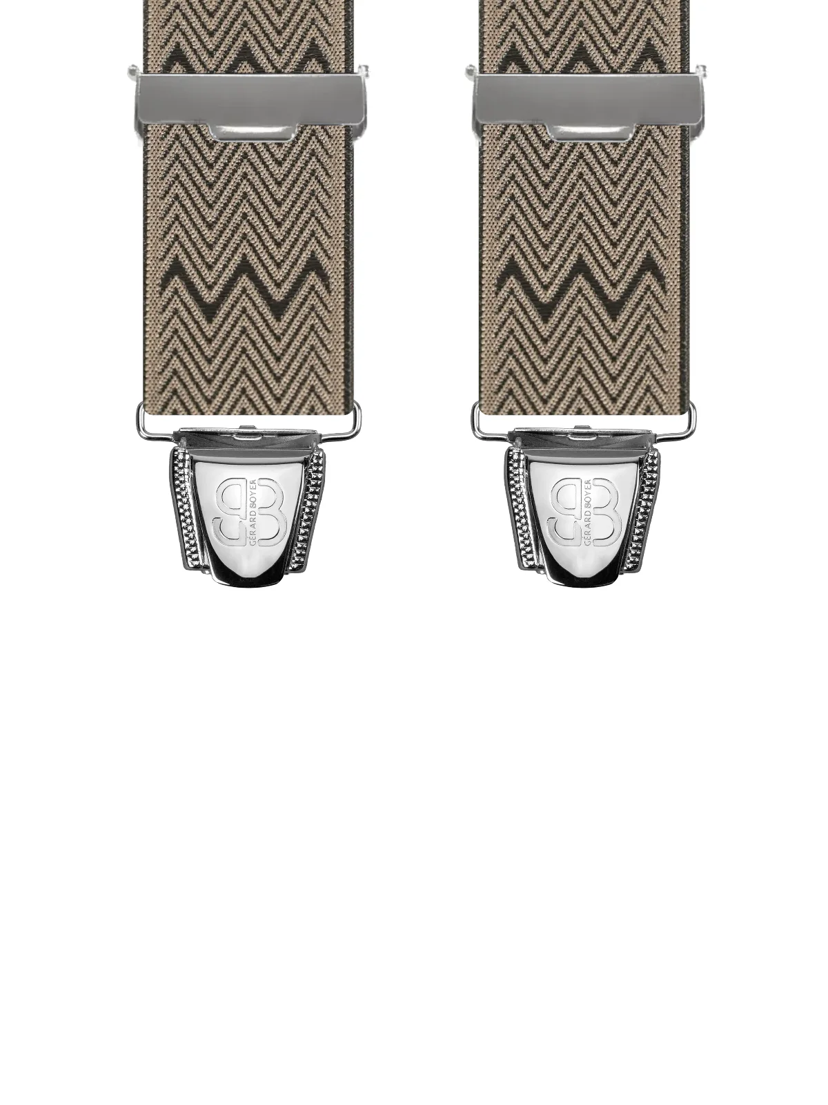 Vue avant - Bretelles homme 3 pinces dos cuir Motifs W Beige 120 cm