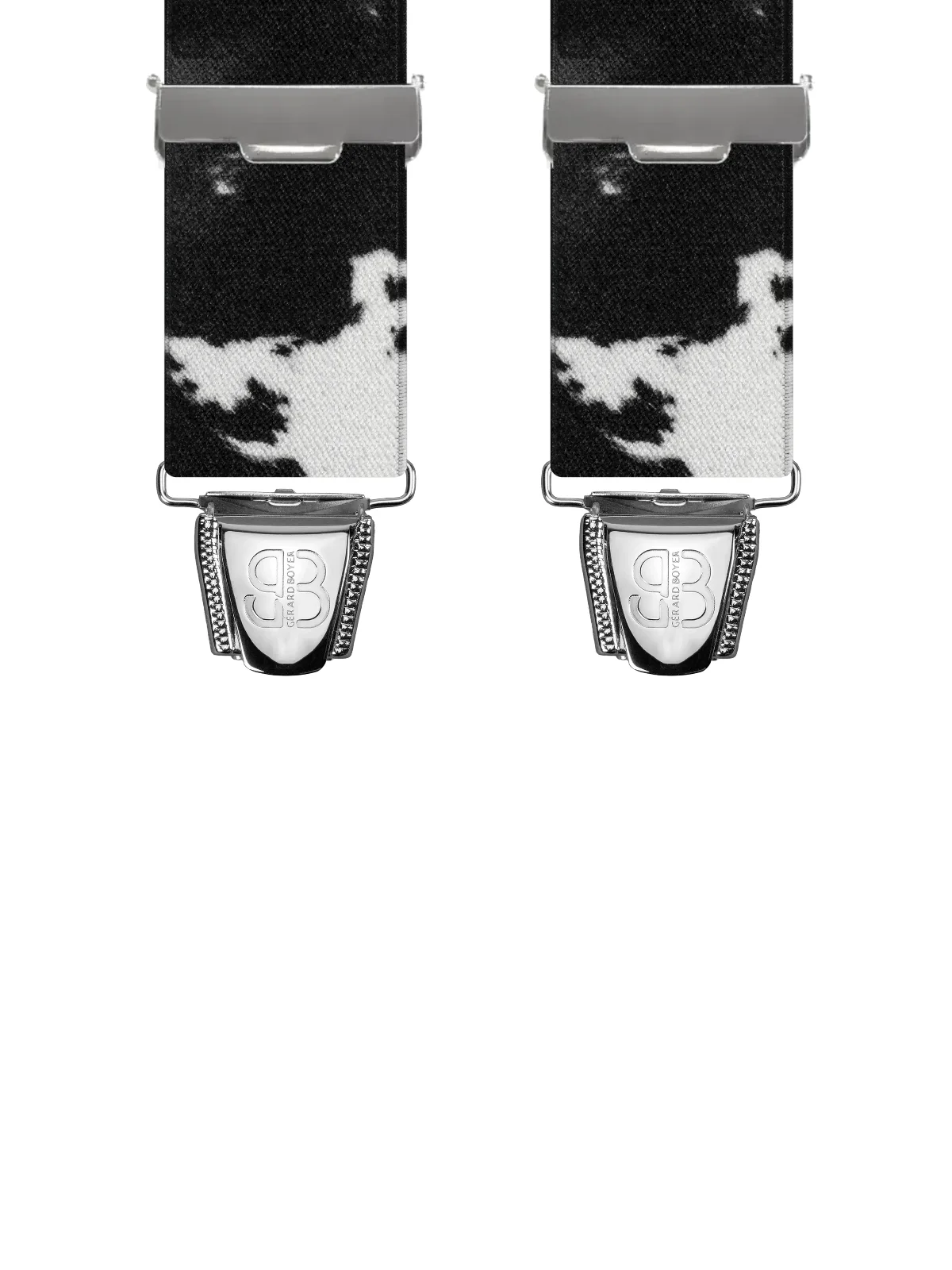 Vue avant - Bretelles homme 4 pinces dos métal Vache Noir 110 cm